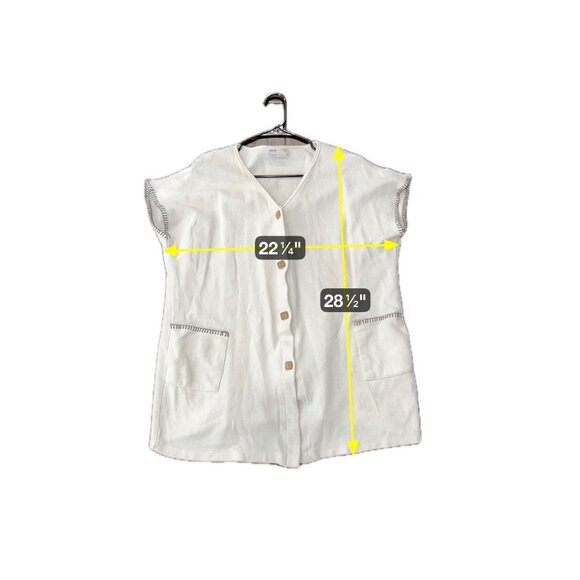 Relaxed Concepts White Button Front Cardigan Sweater Pockets Contrast Trim Sz M - Picture 7 of 10